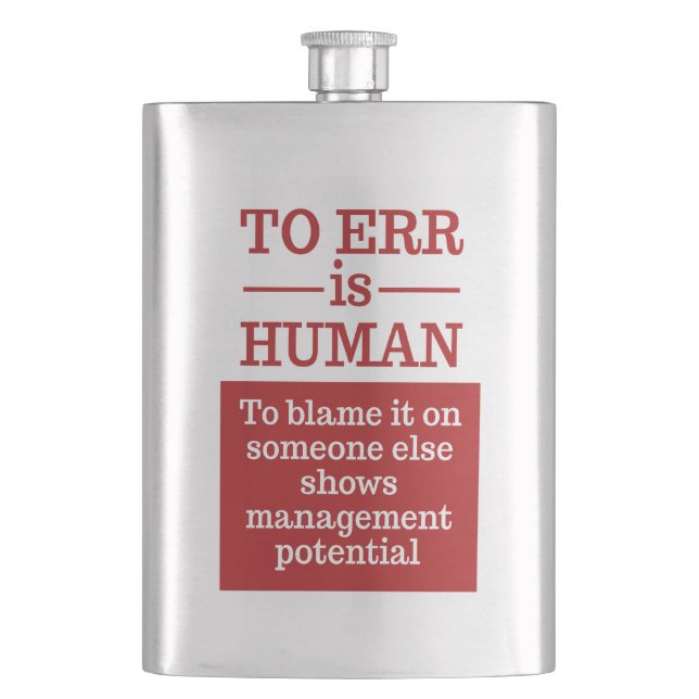 "To err is human" flask (Front)