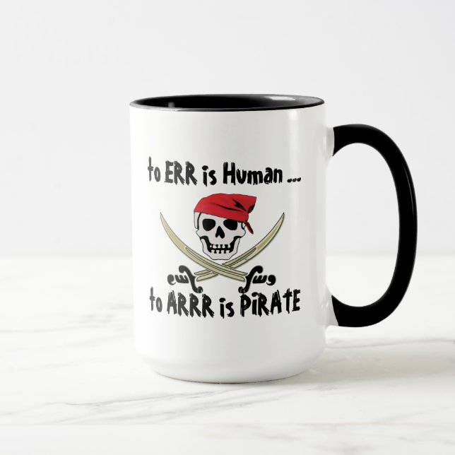 To Err is Human Jolly Roger Pirate Mug (Right)