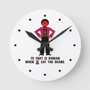 To Fart is Human Round Clock