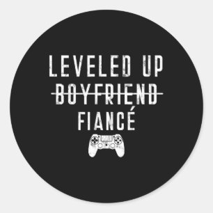 To Fiance Level Levelled Levelling Up Video Game Classic Round Sticker