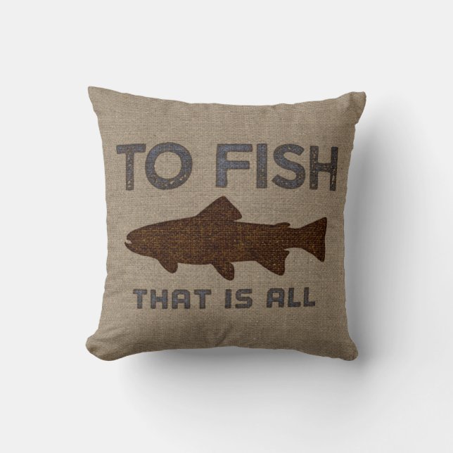 To Fish Burlap Cushion (Front)