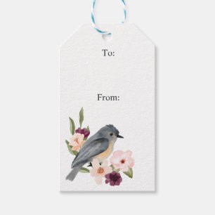 To & From Floral Bird's Nest Baby Shower Pink Gift Tags