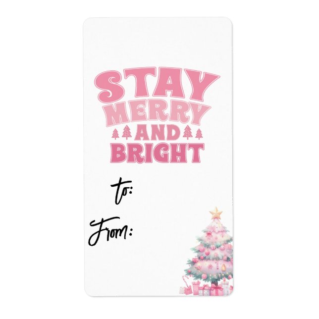 To/From label Pink Cute Christmas gift label (Front)
