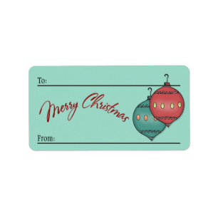 To-From Sticky - Retro Glass Xmas Balls on Seafoam Label