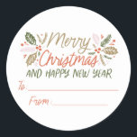 To/from Vintage Type Holly Berry Christmas Gifting Classic Round Sticker<br><div class="desc">Elevate your gift wrapping supplies this holiday season to the next level with this bright and festive stickers. Featuring my original hand-drawn winter foliage in vibrant colours paired with sweet,  whimsical typography.</div>