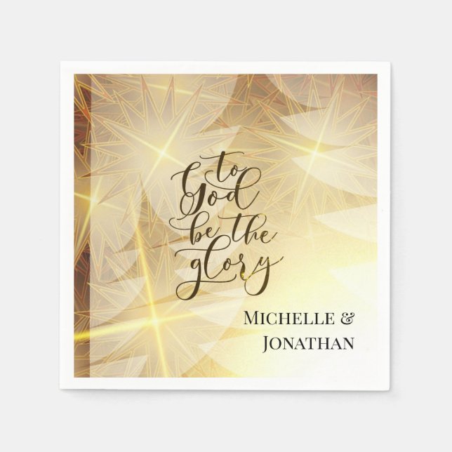 To God be the Glory Christmas Gold Tree Stars Napkin (Front)