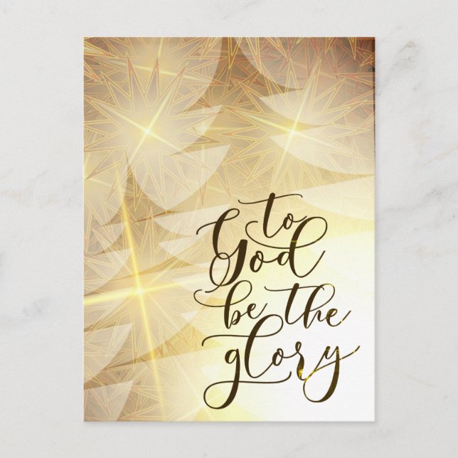 to God be the glory Christmas Golden Stars Trees Holiday Postcard (Front)