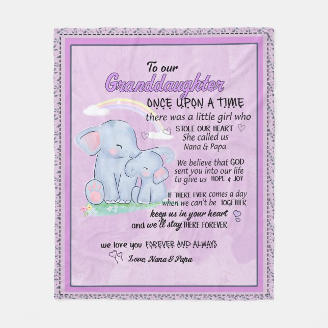 To Granddaughter with big hug  Fleece Blanket (Front)