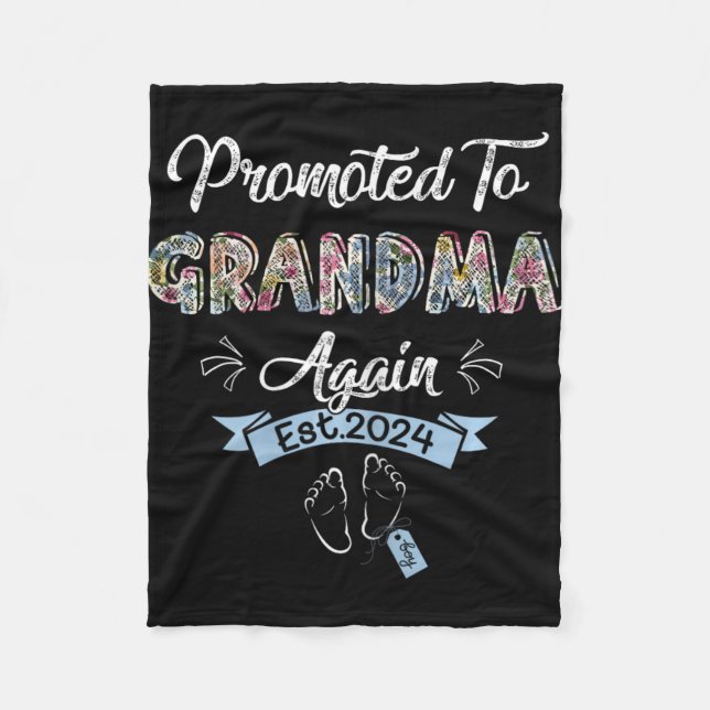 To Grandma Again Est 2024 Pregnancy Announcement  Fleece Blanket (Front)