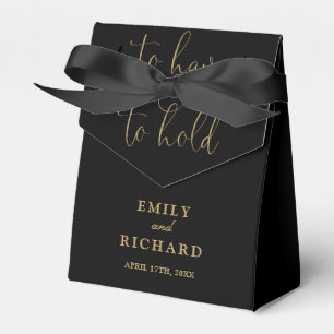 To Have And To Hold Black And Gold Wedding Favour Box