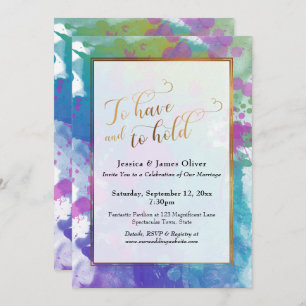 To Have and to Hold Gold Colourful Artsy Reception Invitation