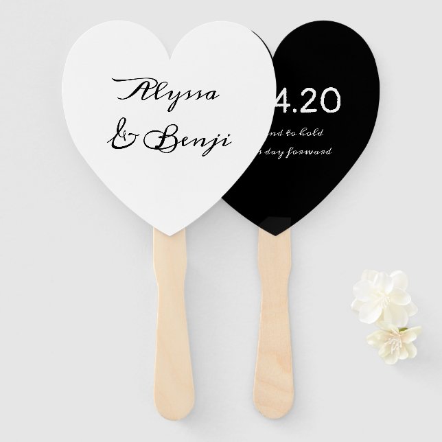 To Have and To Hold Heart Shaped Wedding Fan (Front and Back)