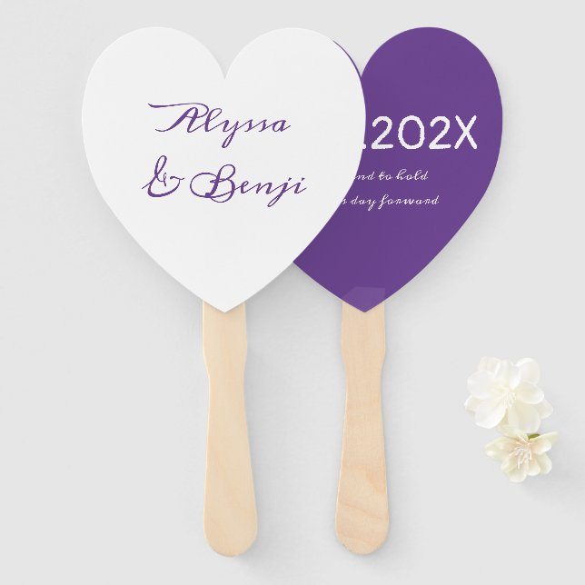 To Have and To Hold Heart Shaped Wedding Fan (Front and Back)