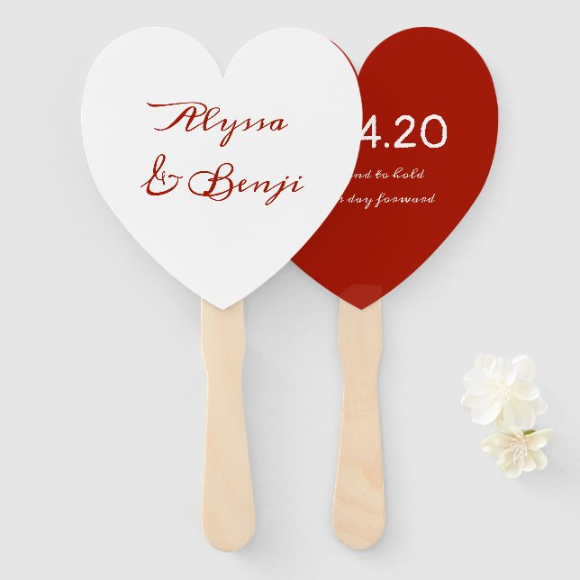 To Have and To Hold Heart Shaped Wedding Fan (Front and Back)