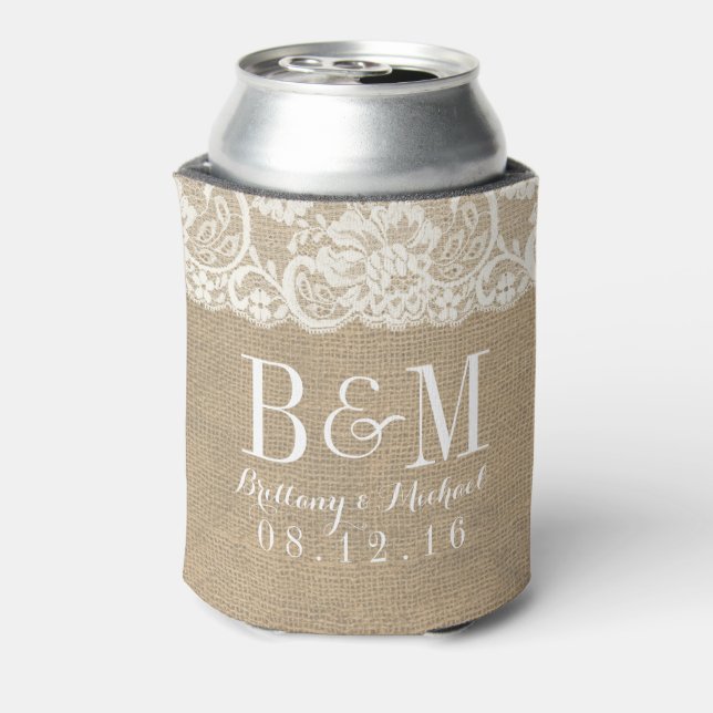 To Have and To Hold Mongram Wedding Can Cooler (Can Back)