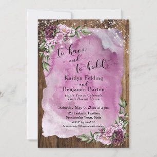 To Have and to Hold Rustic Watercolor & Lights Invitation