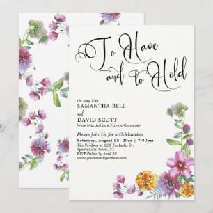 To Have and To Hold Script & Wildflowers Reception Invitation