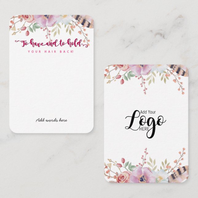 to have and to hold your hair back bachelorette business card (Front/Back)