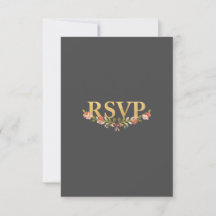 To Have & To Hold Floral Wedding RSVP Card Dk Grey