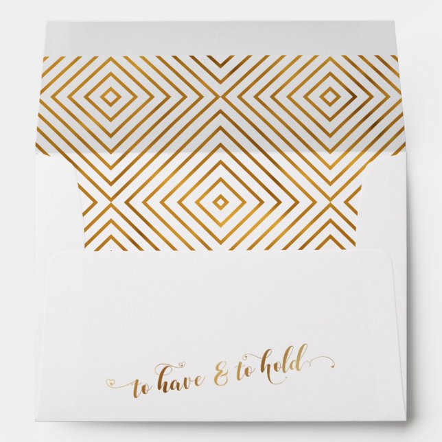 To Have & To Hold Gold Hearts Script Personalised Envelope (Back (Bottom))