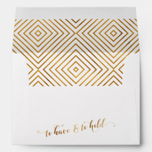 To Have & To Hold Gold Hearts Script Personalised Envelope