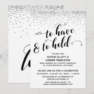 To Have & To Hold Hearts Silver Confetti Party Invitation