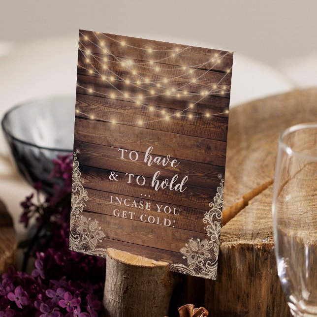 To Have & To Hold Rustic Wood & String Lights Sign Invitation (Sign Mock-up)