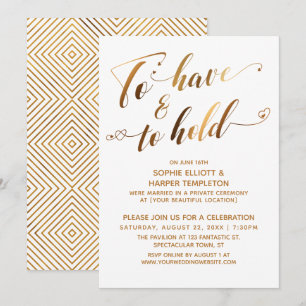 To Have & To Hold White Gold Post-Wedding Event Invitation