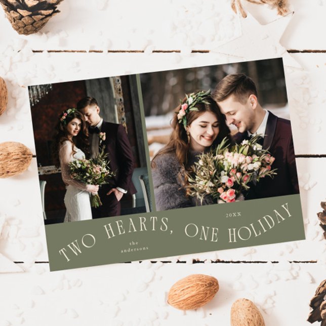 To Hearts One Holiday Newlywed Photo Sage Green (Creator Uploaded)