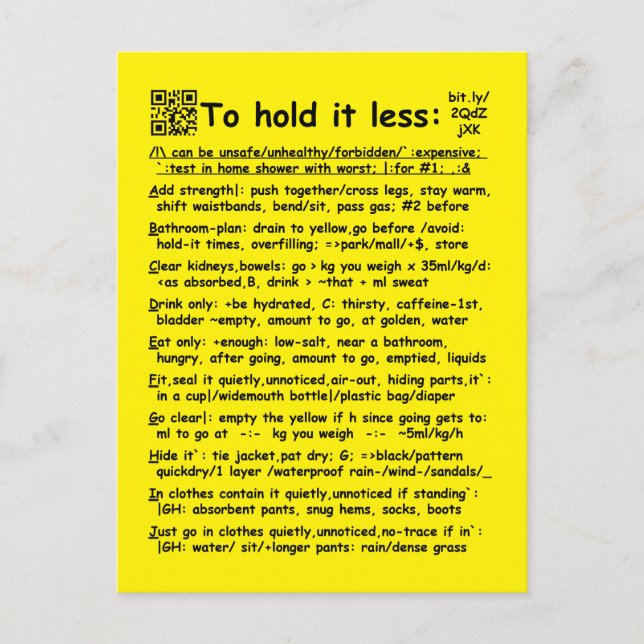 "To hold it less" postcard (Front)