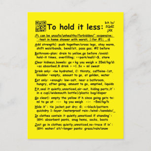 "To hold it less" postcard