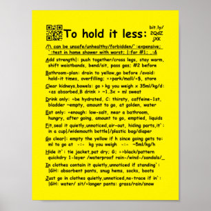 "To hold it less" small poster