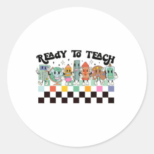 To Learn Groovy Retro Teacher Life First Day Of Sc Classic Round Sticker
