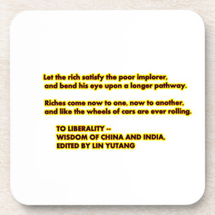 TO LIBERALITY Yellow Red2  Words to Live By jGibne Coaster