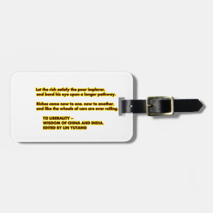 TO LIBERALITY Yellow Red2 Words to Live By jGibne Luggage Tag