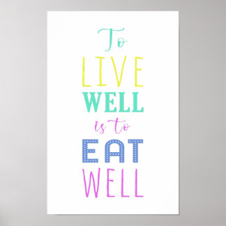 To Live Well is To Eat Well | Healthy Eating Poster