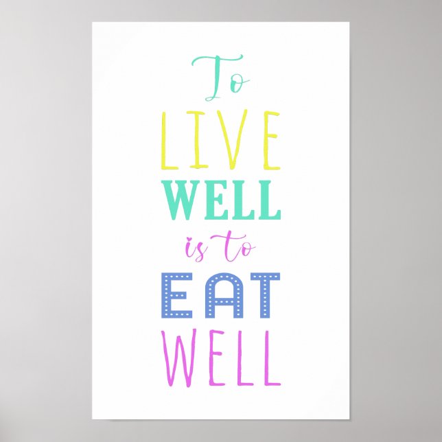 To Live Well is To Eat Well | Healthy Eating Poster (Front)
