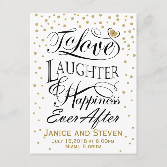 To love laughter and happiness ever after design invitation postcard (Front)