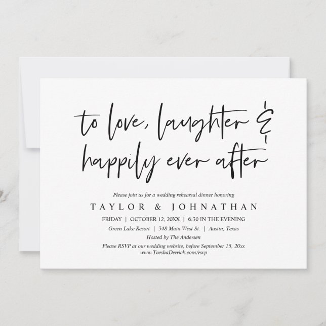 To Love, Laughter & Happily Ever After Rehearsal Invitation (Front)