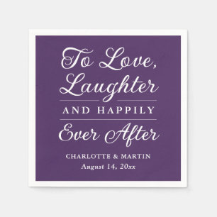 To Love Laughter Purple Wedding Napkins