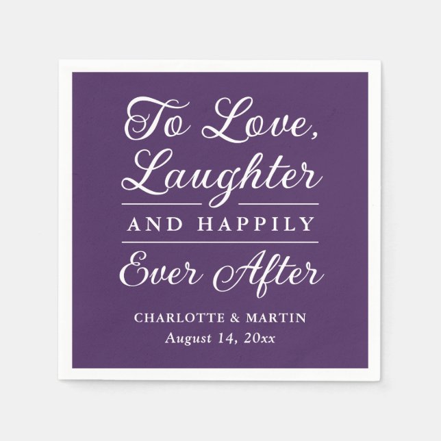 To Love Laughter Purple Wedding Napkins (Front)