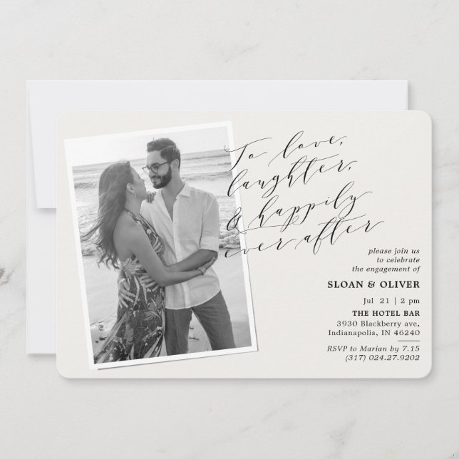 To Love Laughter Quote Picture Engagement Party Invitation (Front)