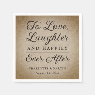 To Love Laughter Rustic Burlap Wedding Napkins
