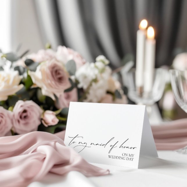 "To Maid Of Honour On My Wedding Day" Message Card ("To Maid Of Honor On My Wedding Day" Message Card)