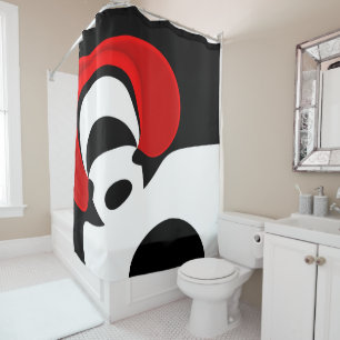 To Mr. Redd: Abstract Black, White & Red Shower Curtain