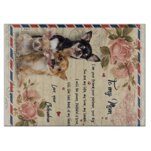 To My Aunt Dog Flower Gift, Aunt Birthday Gift Cutting Board
