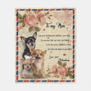 To My Aunt Dog Flower Gift, Aunt Birthday Gift Fleece Blanket