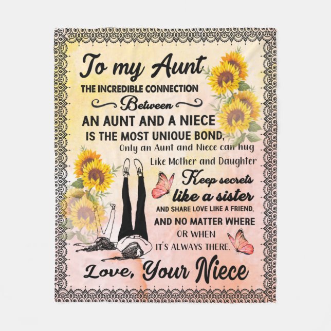 To My Aunt From Niece Sunflower Lover Gift Fleece Blanket (Front)