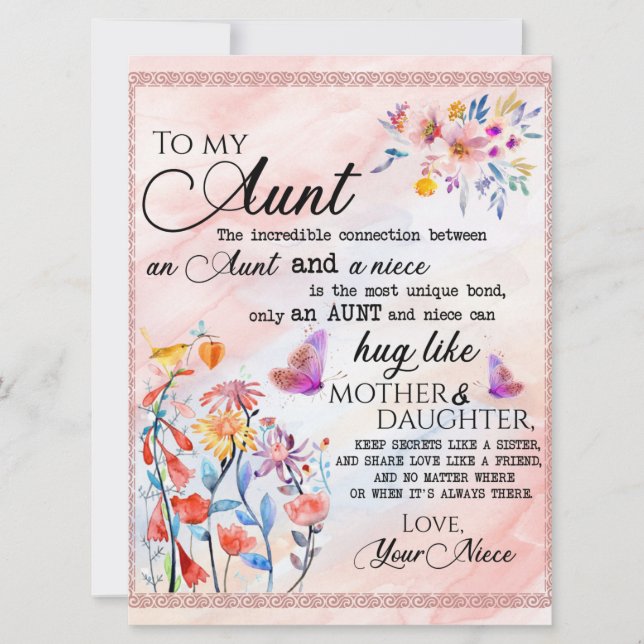 To My Aunt Gift, Butterfly Gift From Niece (Front)