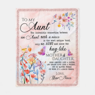 To My Aunt Gift, Butterfly Gift From Niece Fleece Blanket